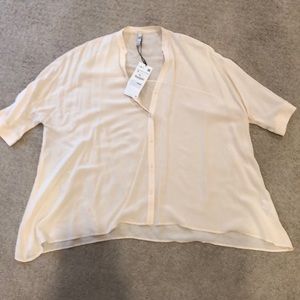 Zara billowy oversized blush blouse